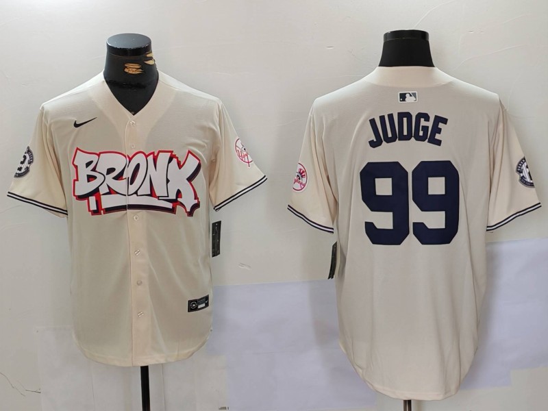Men New York Yankees 99 Judge Cream joint name 2024 Nike MLB Jersey style 1